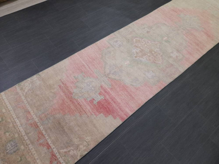 Beige Turkish Runner Rug 2' 11" x 11' Hand-Knotted