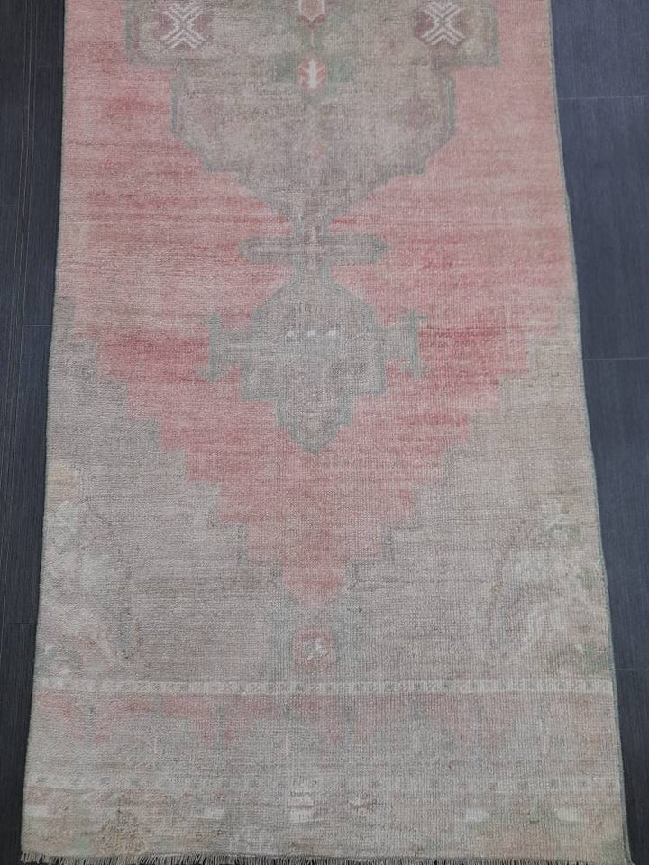 Beige Turkish Runner Rug 2' 11" x 11' Hand-Knotted reverse