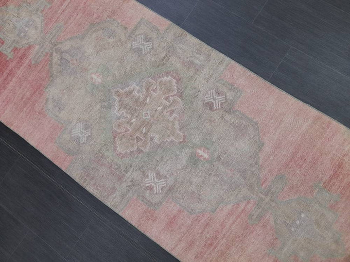 Beige Turkish Runner Rug 2' 11" x 11' Hand-Knotted field
