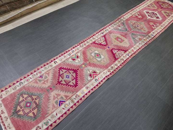 Beige Turkish Runner Rug 2' 9" x 13' Hand-Knotted