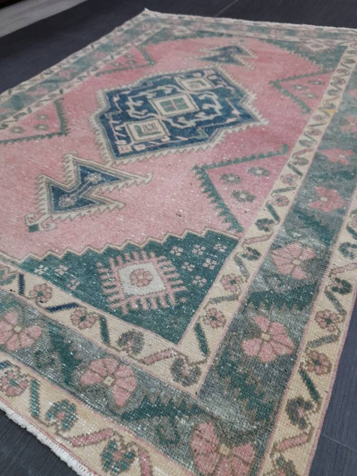 Green Turkish Runner Rug 4' 7" x 6' 4" Hand-Knotted | No. WR33103