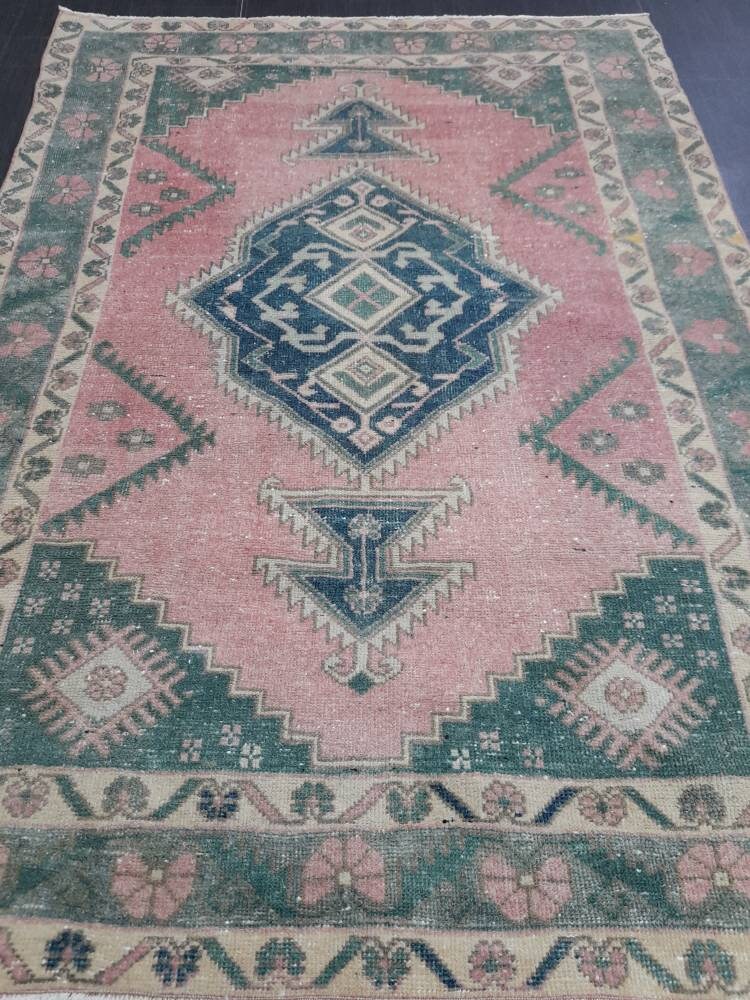 Green Turkish Runner Rug 4' 7" x 6' 4" Hand-Knotted | No. WR33103