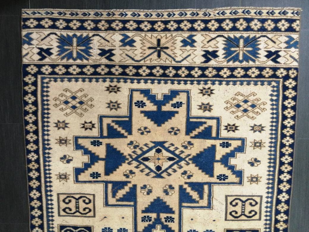 Blue Turkish Oushak Rug 4' 3" x 9' 7" Hand-Knotted | No. WR15228