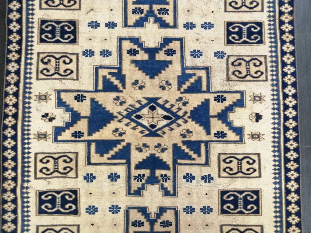 Blue Turkish Oushak Rug 4' 3" x 9' 7" Hand-Knotted | No. WR15228