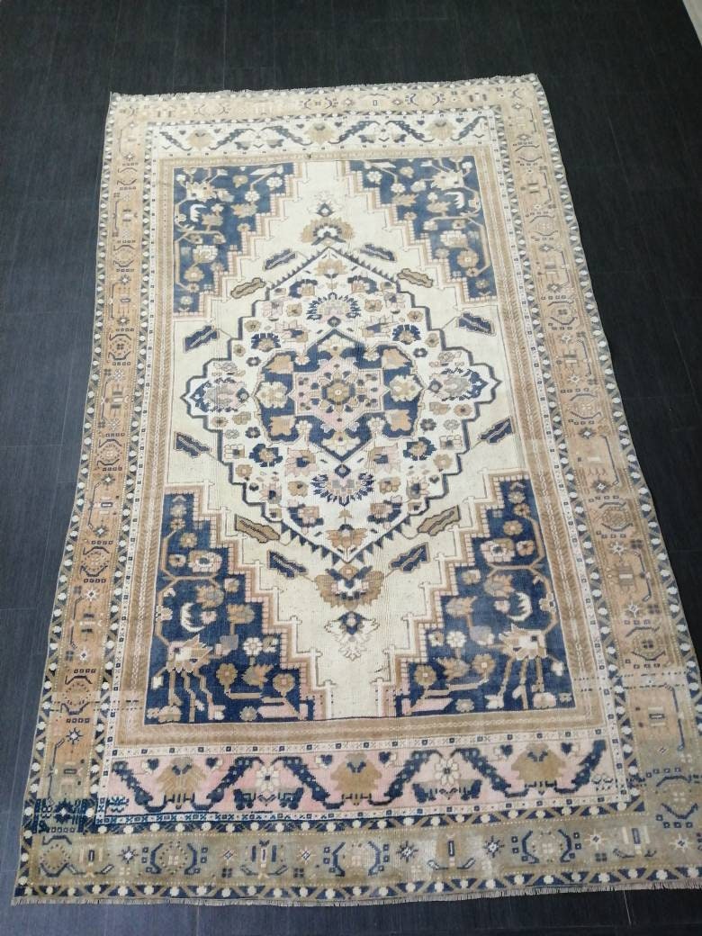 Navy Turkish Oushak Rug 5' 6" x 9' 1" Hand-Knotted view