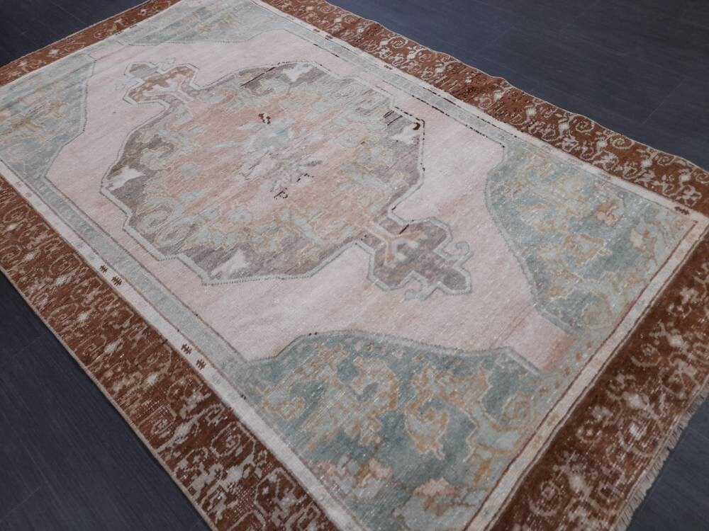 Beige Turkish Runner Rug 4' x 6' 5" Hand-Knotted view