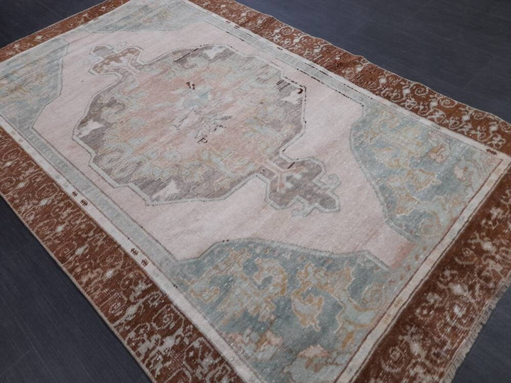 Beige Turkish Runner Rug 4' x 6' 5" Hand-Knotted view