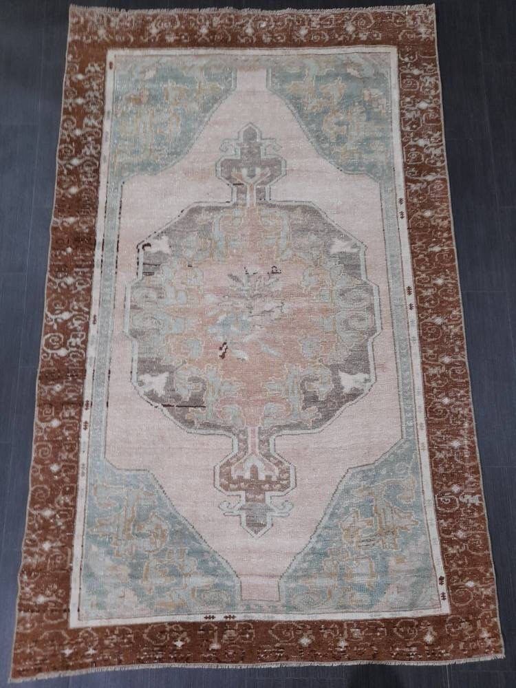Beige Turkish Runner Rug 4' x 6' 5" Hand-Knotted view 9
