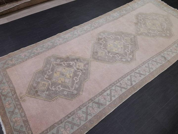 Tan Turkish Runner Rug 4' 9" x 11' 1" Hand-Knotted