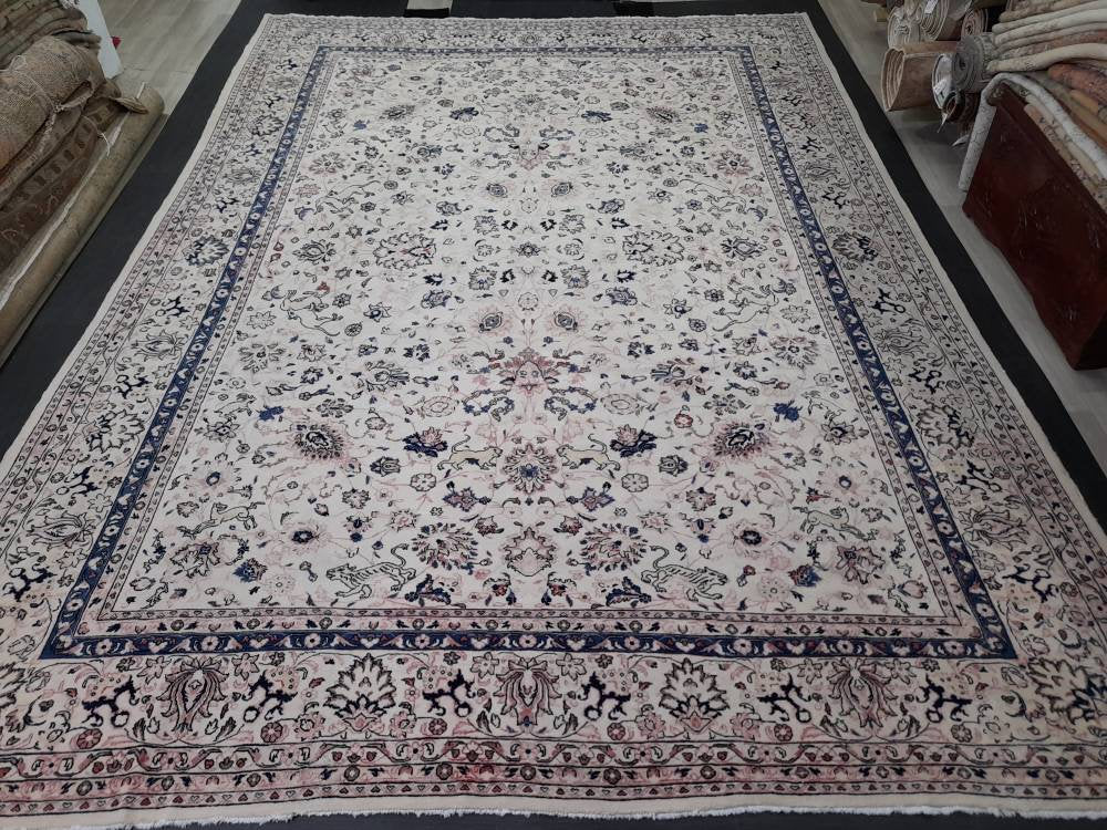 Blue Turkish Runner Rug 9' 11" x 13' 6" Hand-Knotted | No. WR76044