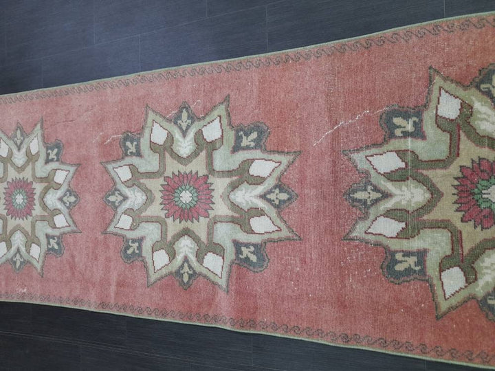 Beige Turkish Runner Rug 2' 11" x 10' 9" Hand-Knotted pattern