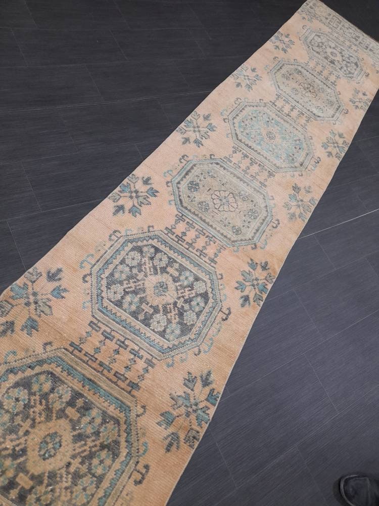Beige Turkish Runner Rug 2' 4" x 18' 9" Hand-Knotted detail