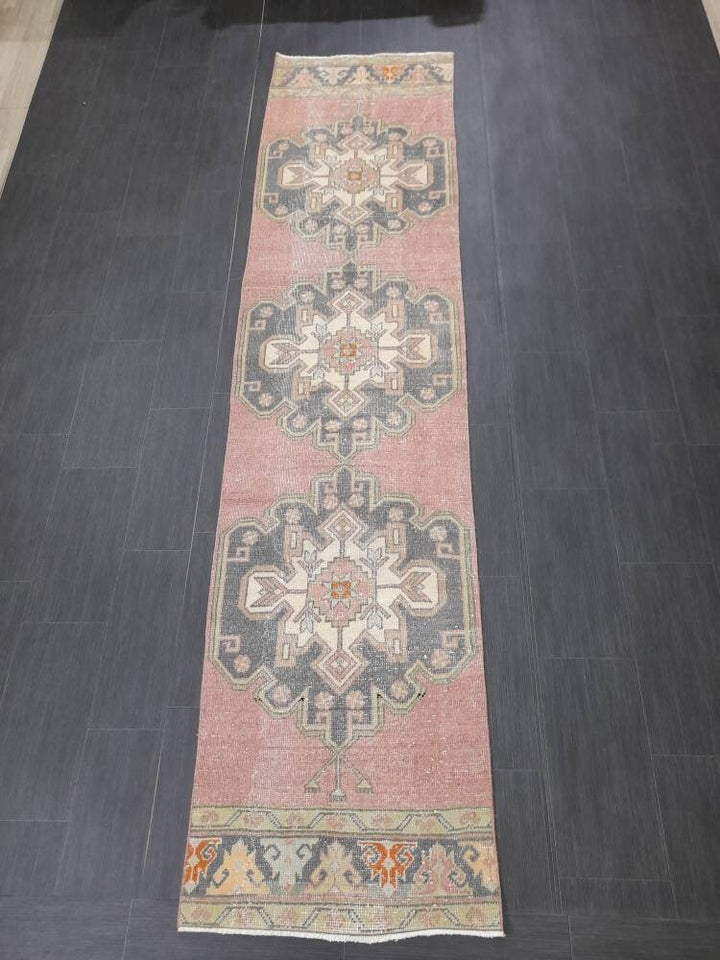Pink Turkish Runner Rug 2' 7" x 10' 7" Hand-Knotted view 9