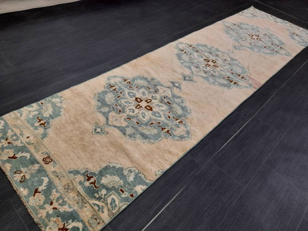 Beige Turkish Runner Rug 2' 6" x 9' 5" Hand-Knotted view