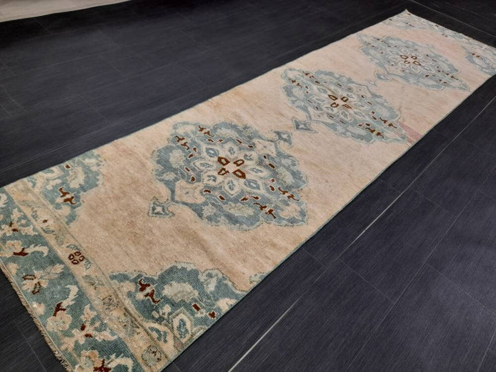 Beige Turkish Runner Rug 2' 6" x 9' 5" Hand-Knotted view