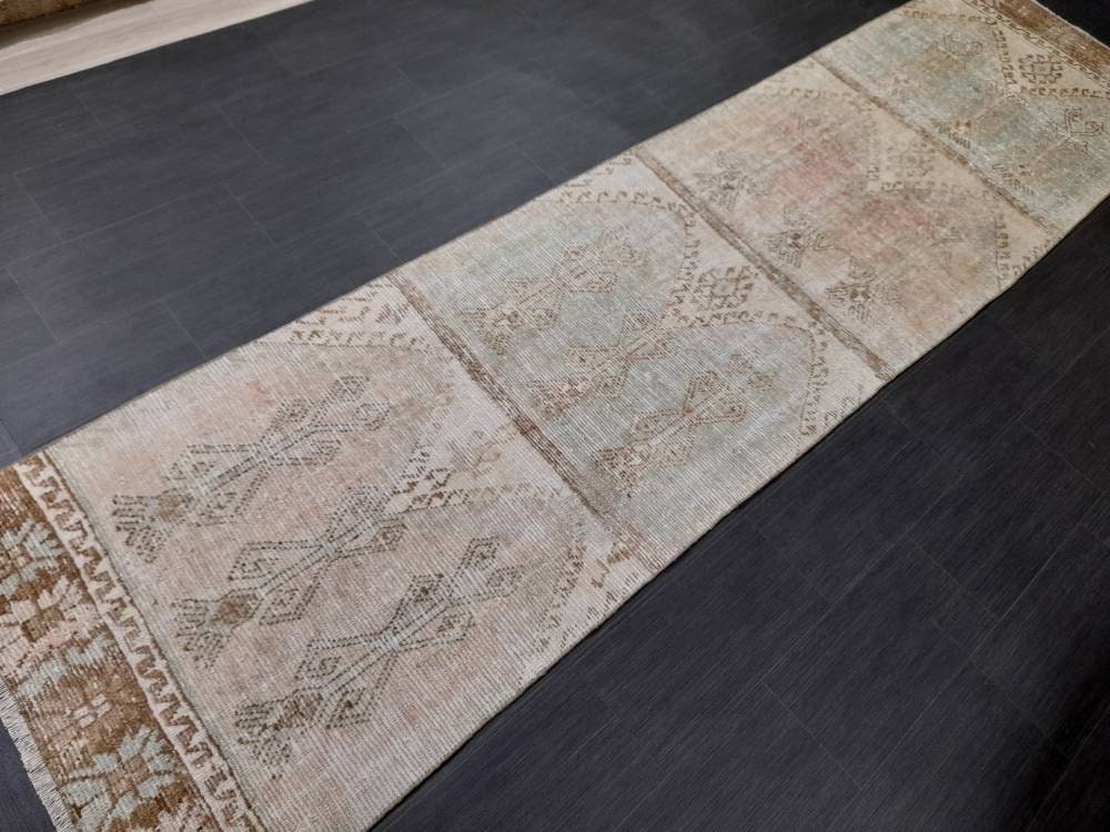 Pink Turkish Runner Rug 3' 2" x 12' 4" Hand-Knotted view