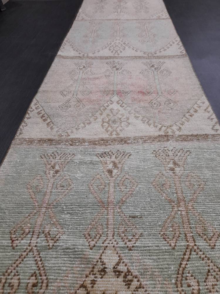 Pink Turkish Runner Rug 3' 2" x 12' 4" Hand-Knotted view 9