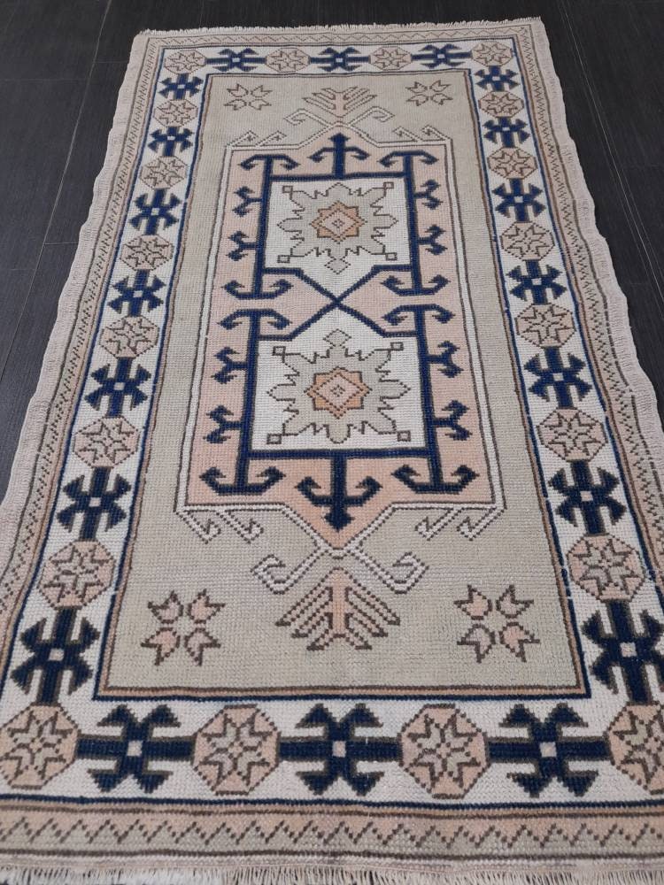 Blue Turkish Runner Rug 2' 10" x 4' 9" Hand-Knotted | No. WR50763