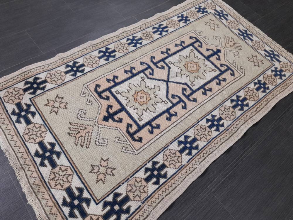Blue Turkish Runner Rug 2' 10" x 4' 9" Hand-Knotted | No. WR50763