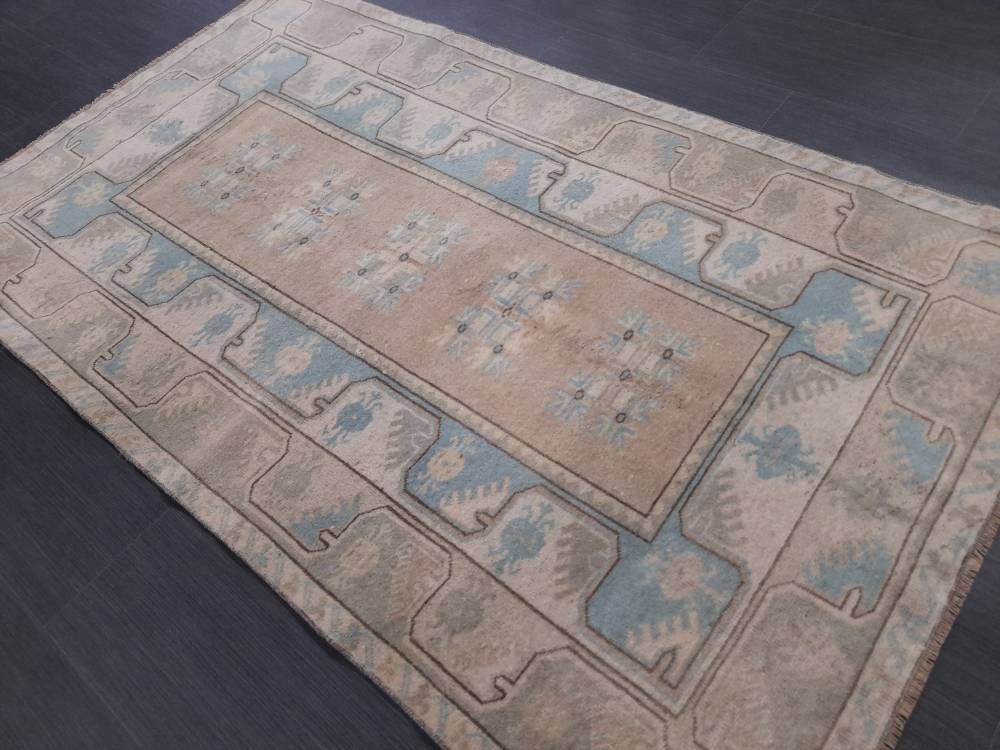 Blue Turkish Runner Rug 3' 6" x 6' Hand-Knotted | No. WR49924