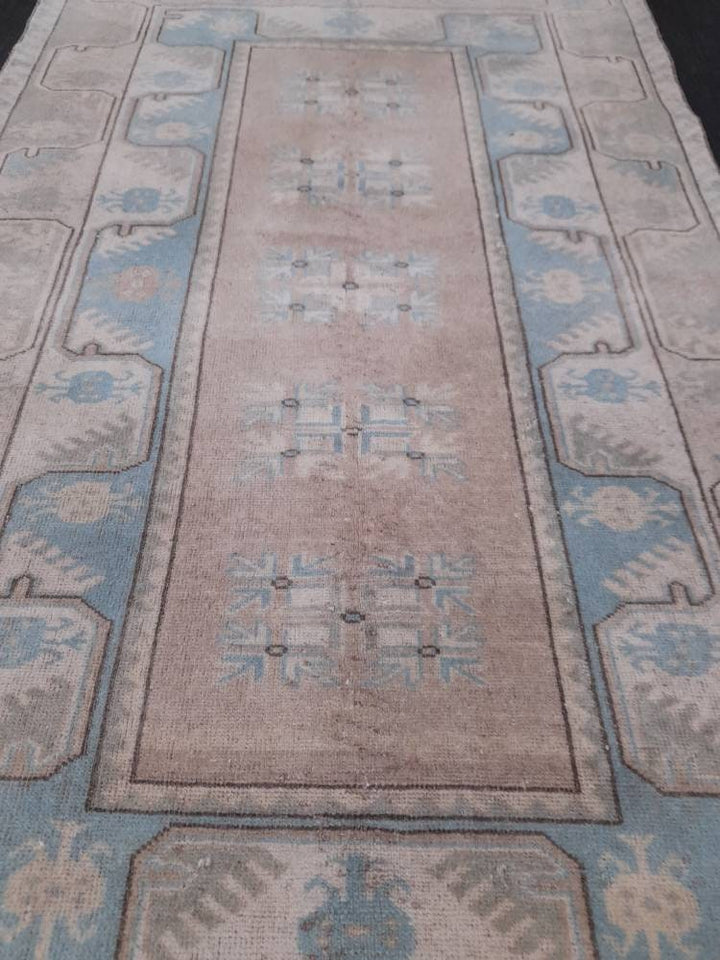 Blue Turkish Runner Rug 3' 6" x 6' Hand-Knotted | No. WR49924
