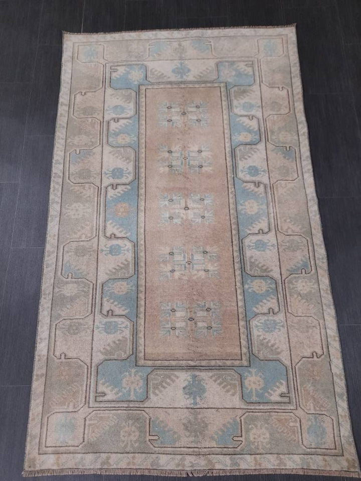 Blue Turkish Runner Rug 3' 6" x 6' Hand-Knotted | No. WR49924