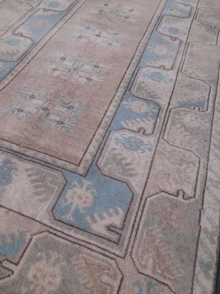 Blue Turkish Runner Rug 3' 6" x 6' Hand-Knotted | No. WR49924