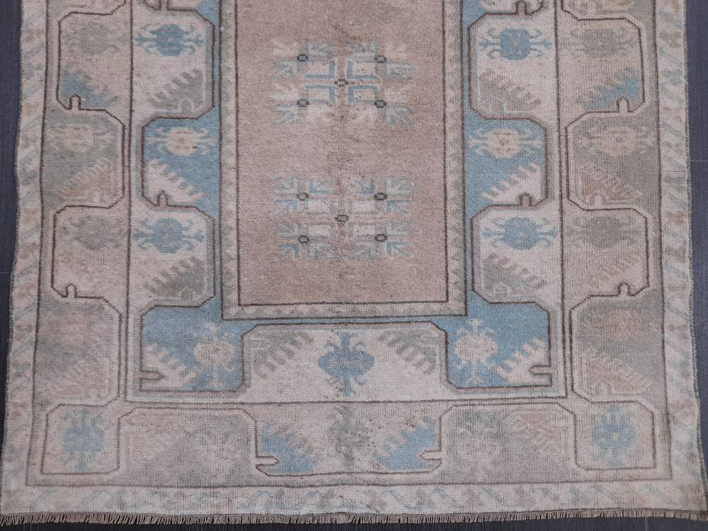 Blue Turkish Runner Rug 3' 6" x 6' Hand-Knotted | No. WR49924