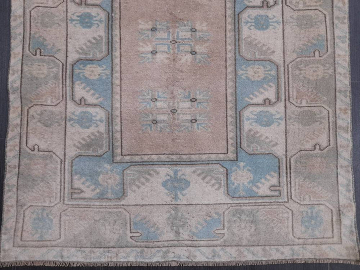 Blue Turkish Runner Rug 3' 6" x 6' Hand-Knotted | No. WR49924