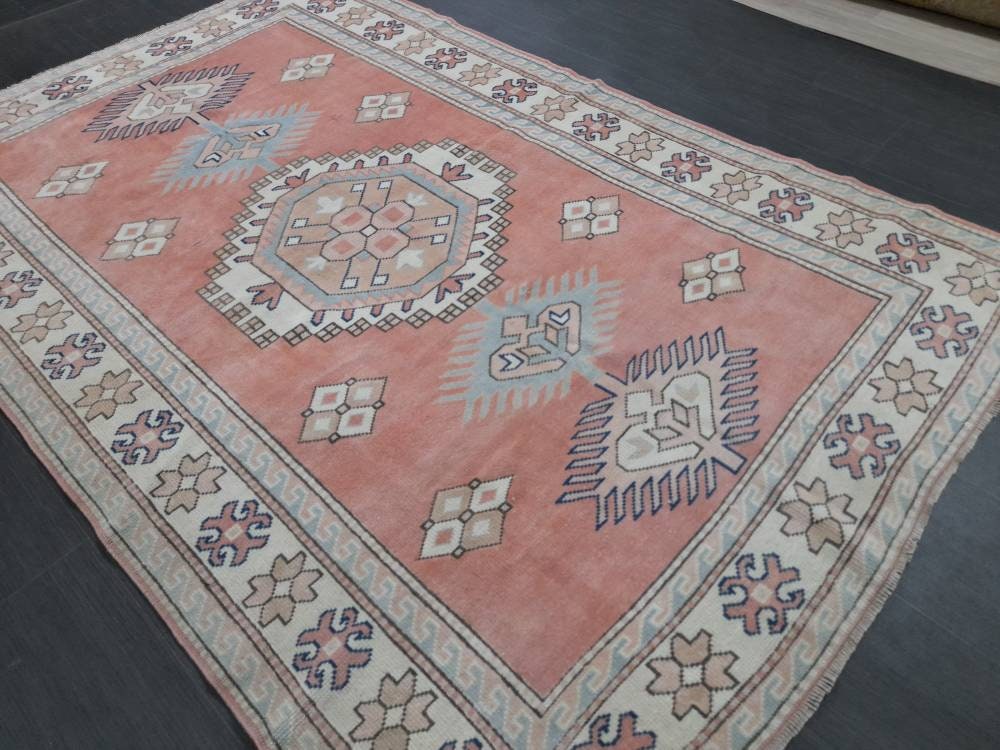 Pink Turkish Runner Rug 5' 3" x 8' Hand-Knotted