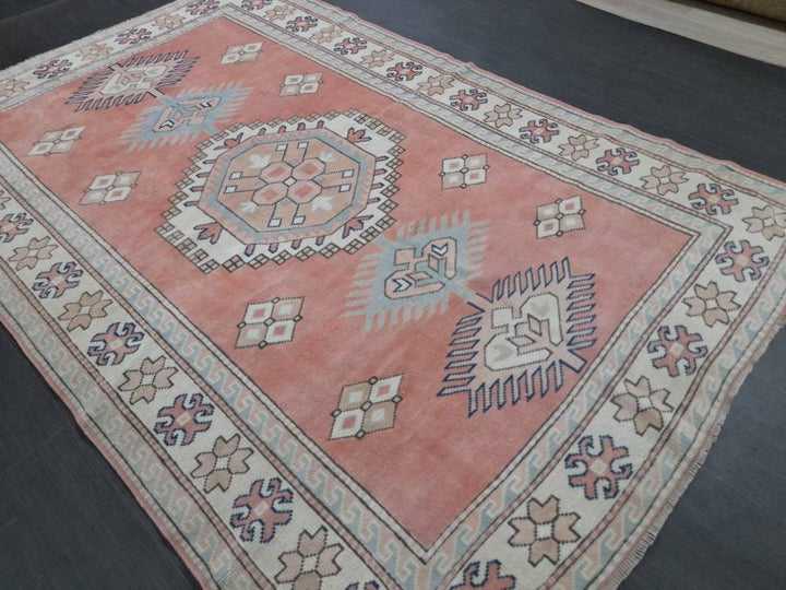 Pink Turkish Runner Rug 5' 3" x 8' Hand-Knotted