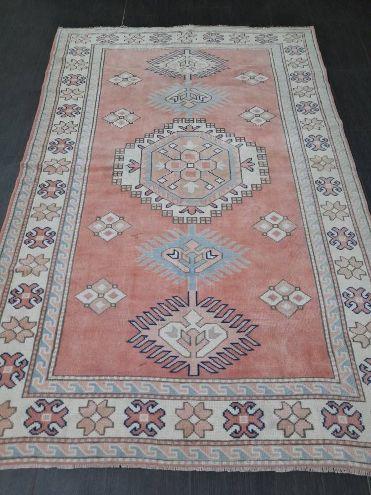 Pink Turkish Runner Rug 5' 3" x 8' Hand-Knotted reverse