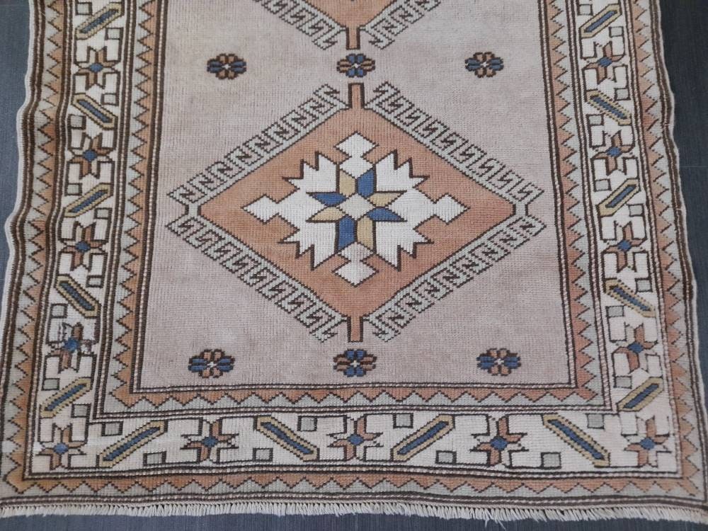 Pink Turkish Runner Rug 3' 10" x 5' 1" Hand-Knotted reverse