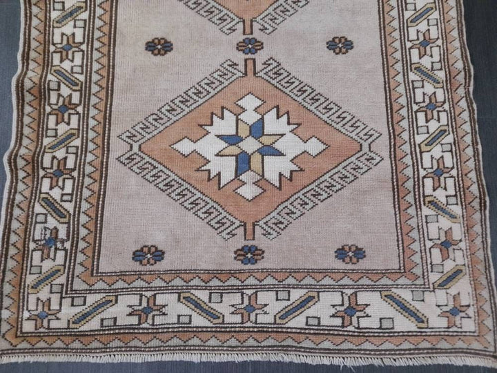 Pink Turkish Runner Rug 3' 10" x 5' 1" Hand-Knotted reverse