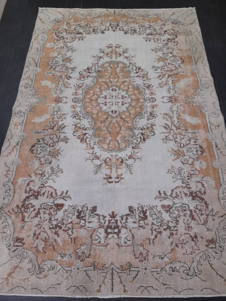 Rust Turkish Runner Rug 6' 5" x 10' 1" Hand-Knotted texture