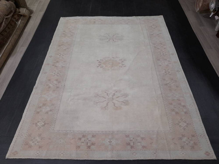 Beige Turkish Runner Rug 6' 10" x 8' 9" Hand-Knotted view 9
