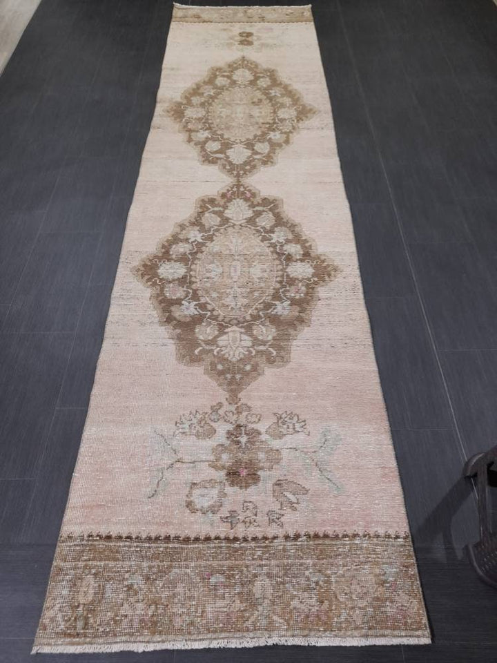 Beige Turkish Runner Rug 2' 10" x 11' 5" Hand-Knotted view