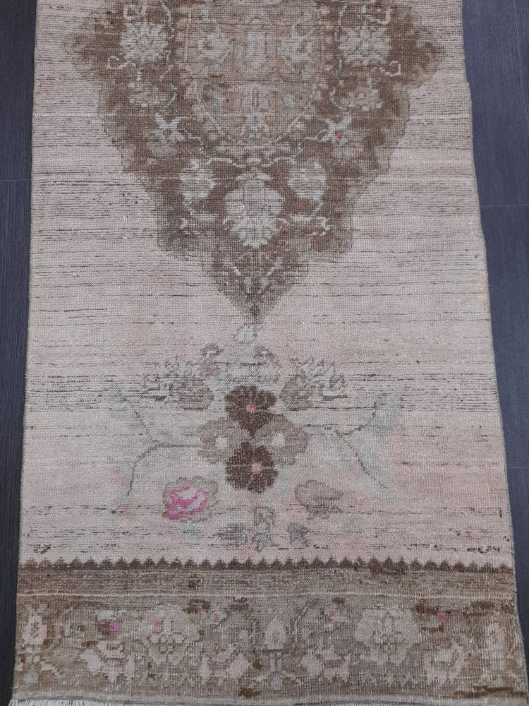 Beige Turkish Runner Rug 2' 10" x 11' 5" Hand-Knotted pattern