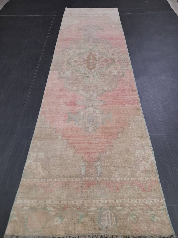 Beige Turkish Runner Rug 2' 11" x 10' 10" Hand-Knotted view