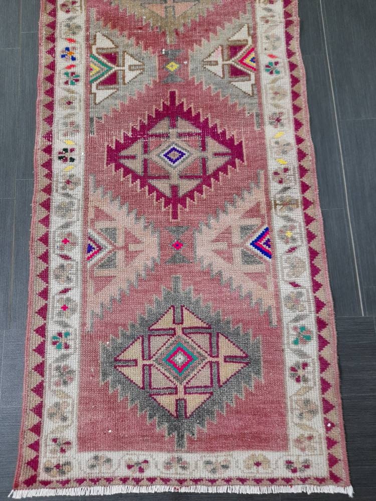 Beige Turkish Runner Rug 2' 9" x 13' Hand-Knotted field