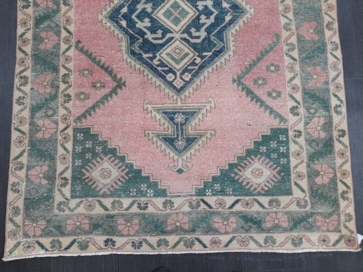 Green Turkish Runner Rug 4' 7" x 6' 4" Hand-Knotted | No. WR33103