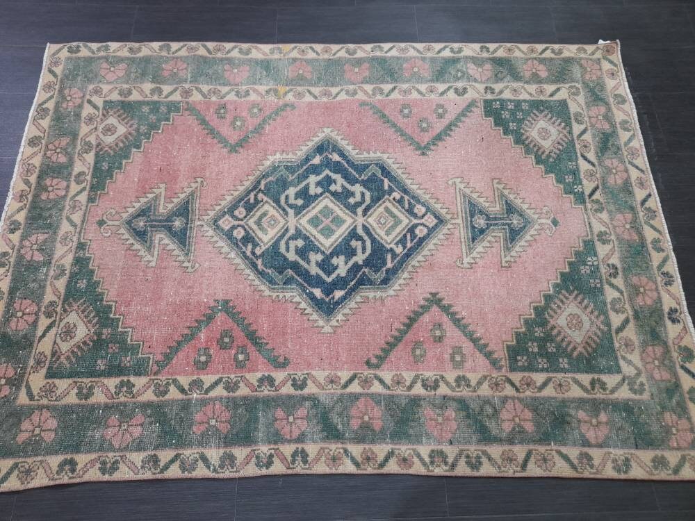 Green Turkish Runner Rug 4' 7" x 6' 4" Hand-Knotted | No. WR33103