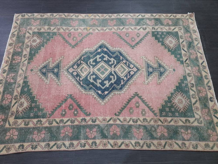Green Turkish Runner Rug 4' 7" x 6' 4" Hand-Knotted | No. WR33103