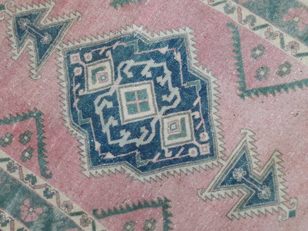 Green Turkish Runner Rug 4' 7" x 6' 4" Hand-Knotted | No. WR33103