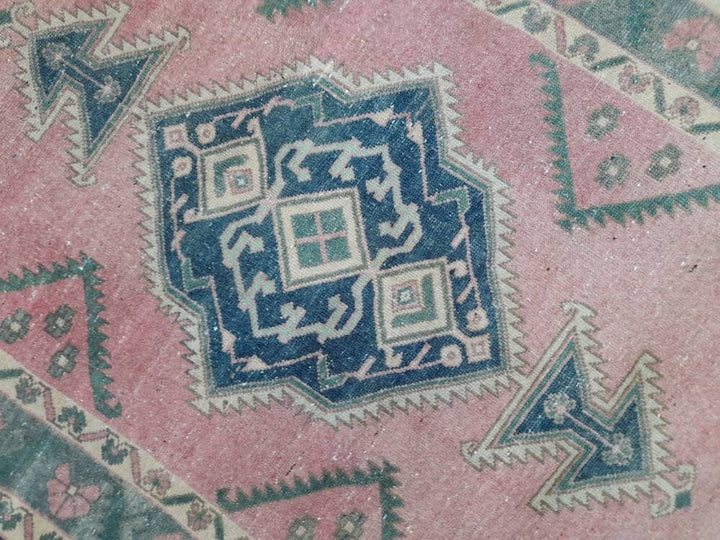 Green Turkish Runner Rug 4' 7" x 6' 4" Hand-Knotted | No. WR33103
