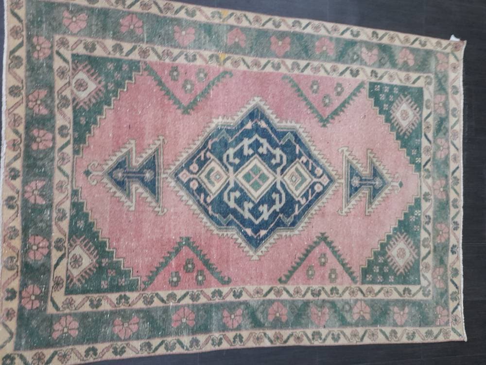 Green Turkish Runner Rug 4' 7" x 6' 4" Hand-Knotted | No. WR33103