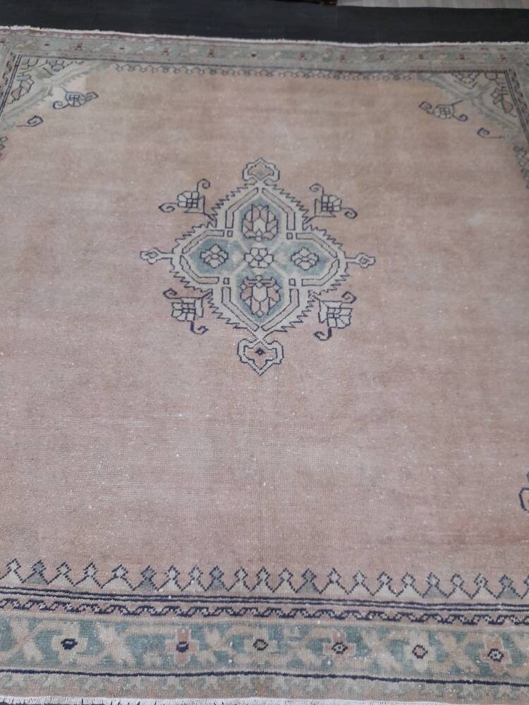 Turkish Oushak Rug 9' 5" x 9' 5" Hand-Knotted reverse