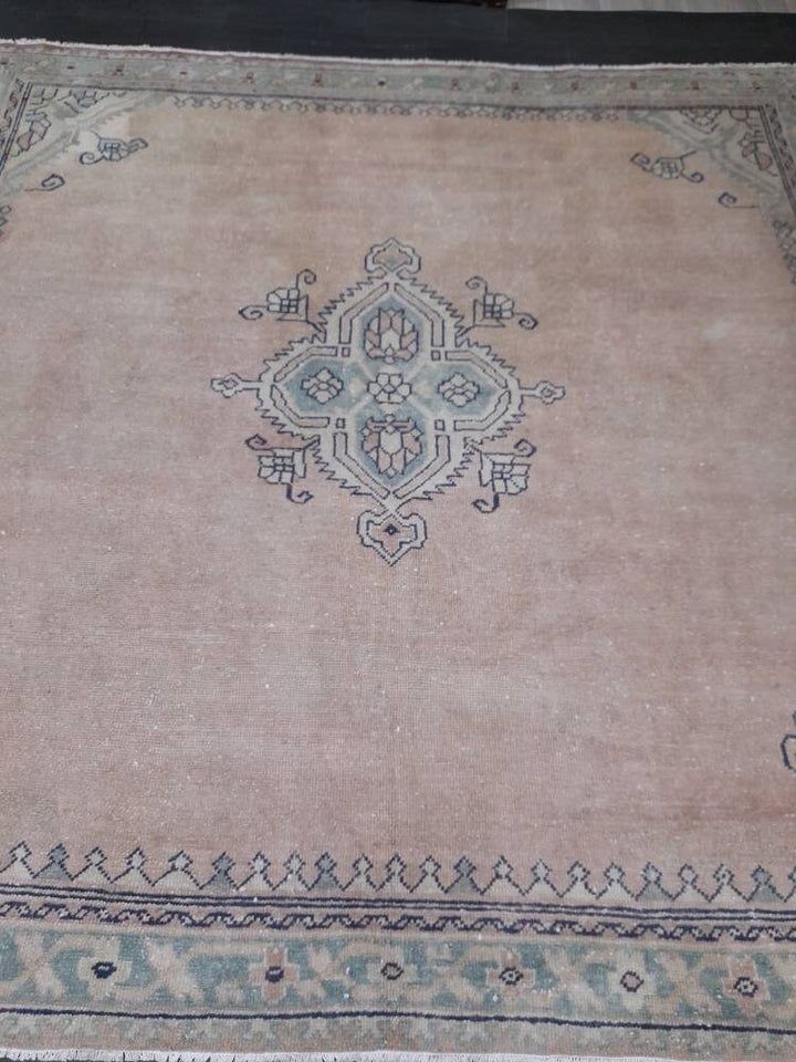 Turkish Oushak Rug 9' 5" x 9' 5" Hand-Knotted reverse