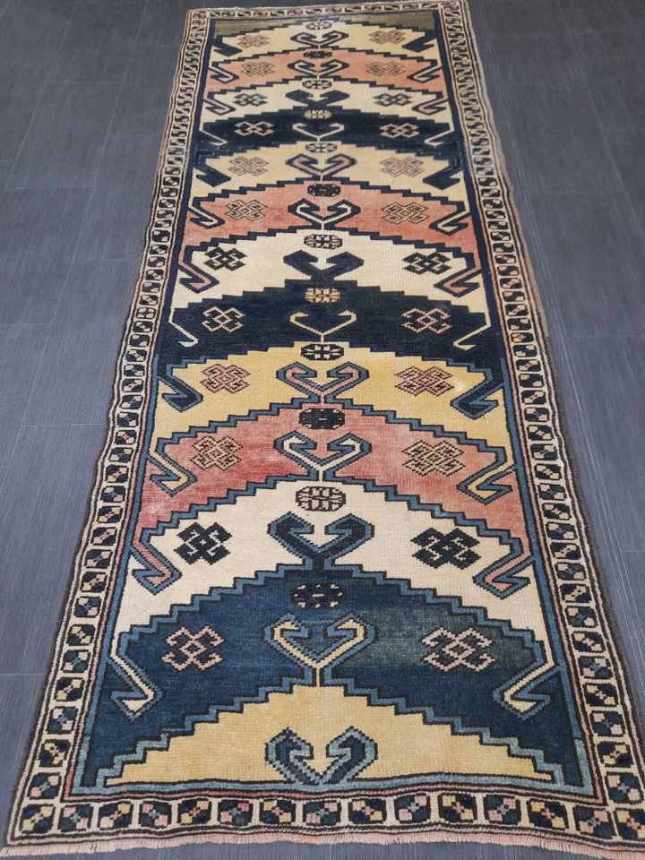 Blue Turkish Runner Rug 3' 1" x 8' Hand-Knotted | No. WR97234
