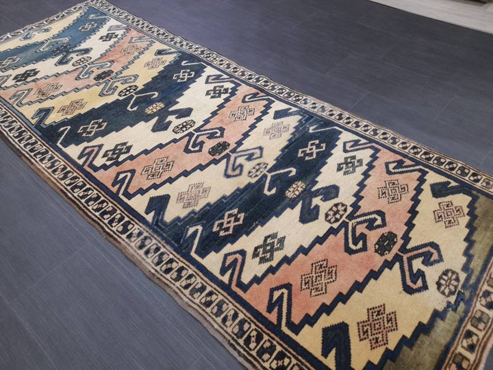 Blue Turkish Runner Rug 3' 1" x 8' Hand-Knotted | No. WR97234